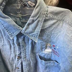 Vintage Disney Pooh Bear Eeyore Embroidered Denim Shirt